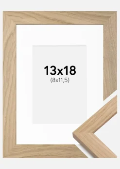 Ramme Oak Wood 13x18 cm - Passepartout Hvid 9x12 cm