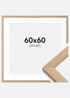 Ramme Oak Wood 60x60 cm - Passepartout Hvid 50x50 cm