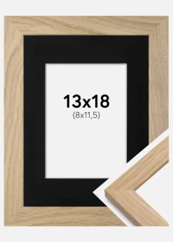 Ramme Oak Wood 13x18 cm - Passepartout Sort 9x12 cm