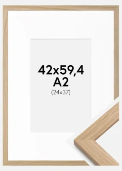 Ramme Oak Wood 42x59,4 cm (A2) - Passepartout Hvid 25x38 cm