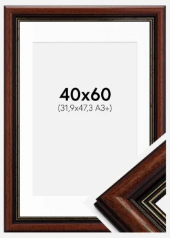 Ramme Old Retro 40x60 cm - Passepartout Hvid 32,9x48,3 cm (A3+)