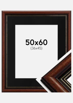 Ramme Old Retro 50x60 cm - Passepartout Sort 37x46 cm