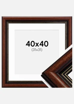 Ramme Old Retro 40x40 cm - Passepartout Hvid 32x32 cm