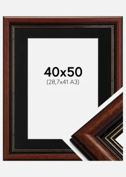 Ramme Old Retro 40x50 cm - Passepartout Sort 29,7x42 cm (A3)