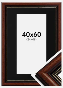 Ramme Old Retro 40x60 cm - Passepartout Sort 25x50 cm