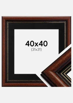 Ramme Old Retro 40x40 cm - Passepartout Sort 32x32 cm