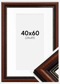 Ramme Old Retro 40x60 cm - Passepartout Hvid 25x50 cm