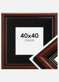 Ramme Old Retro 40x40 cm - Passepartout Sort 25x25 cm