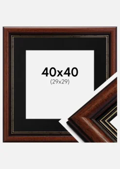 Ramme Old Retro 40x40 cm - Passepartout Sort 30x30 cm