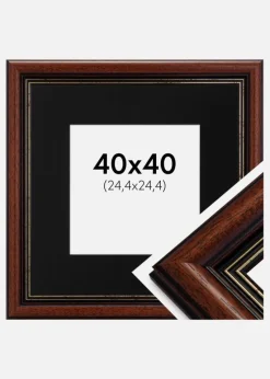 Ramme Old Retro 40x40 cm - Passepartout Sort 10x10 inches