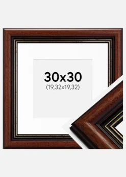 Ramme Old Retro 30x30 cm - Passepartout Hvid 8x8 inches