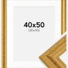 Ramme Ornate Guld 40x50 cm - Passepartout Hvid 31x41 cm