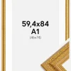 Ramme Ornate Guld 59,4x84 cm - Passepartout Hvid 47x75 cm