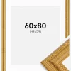 Ramme Ornate Guld 60x80 cm - Passepartout Hvid 50x60 cm