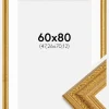 Ramme Ornate Guld 60x80 cm - Passepartout Hvid 19x28 inches