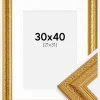 Ramme Ornate Guld 30x40 cm - Passepartout Hvid 22x32 cm