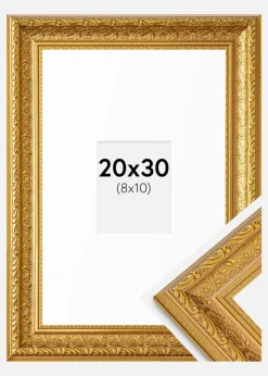 Ramme Ornate Guld 20x30 cm - Passepartout Hvid 9x11 cm