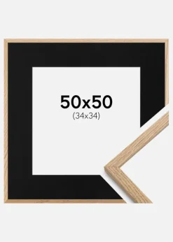 Ramme Oslo Eg 50x50 cm - Passepartout Sort 35x35 cm