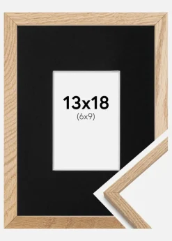 Ramme Oslo Eg 13x18 cm - Passepartout Sort 7x10 cm
