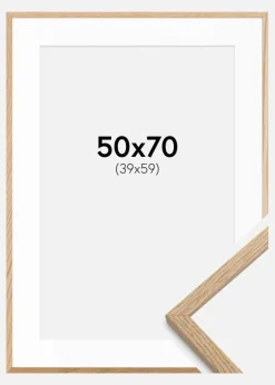 Ramme Oslo Eg 50x70 cm - Passepartout Hvid 40x60 cm