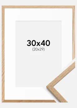 Ramme Oslo Eg 30x40 cm - Passepartout Hvid 21x30 cm