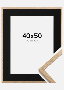 Ramme Oslo Eg 40x50 cm - Passepartout Sort 12x16 inches