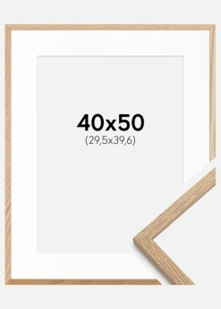 Ramme Oslo Eg 40x50 cm - Passepartout Hvid 12x16 inches