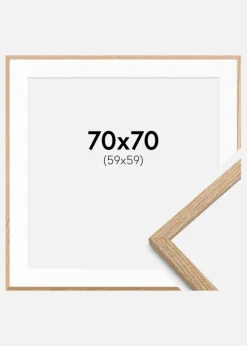 Ramme Oslo Eg 70x70 cm - Passepartout Hvid 60x60 cm