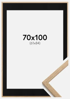 Ramme Oslo Eg 70x100 cm - Passepartout Sort 62x85 cm