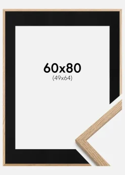 Ramme Oslo Eg 60x80 cm - Passepartout Sort 50x65 cm