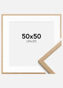 Ramme Oslo Eg 50x50 cm - Passepartout Hvid 40x40 cm