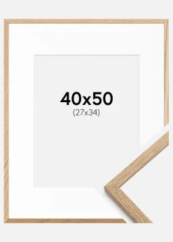 Ramme Oslo Eg 40x50 cm - Passepartout Hvid 28x35 cm