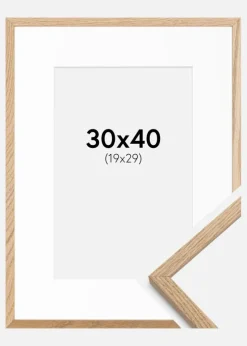 Ramme Oslo Eg 30x40 cm - Passepartout Hvid 20x30 cm