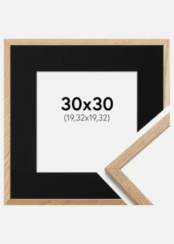 Ramme Oslo Eg 30x30 cm - Passepartout Sort 8x8 inches