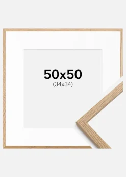 Ramme Oslo Eg 50x50 cm - Passepartout Hvid 35x35 cm