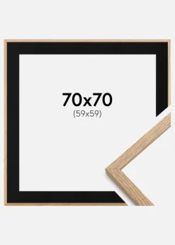 Ramme Oslo Eg 70x70 cm - Passepartout Sort 60x60 cm