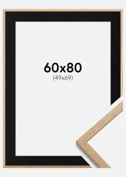 Ramme Oslo Eg 60x80 cm - Passepartout Sort 50x70 cm