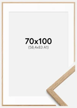 Ramme Oslo Eg 70x100 cm - Passepartout Hvid 59,4x84 cm (A1)