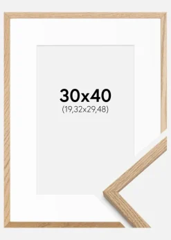 Ramme Oslo Eg 30x40 cm - Passepartout Hvid 8x12 inches