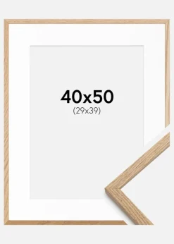 Ramme Oslo Eg 40x50 cm - Passepartout Hvid 30x40 cm