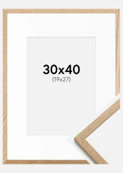 Ramme Oslo Eg 30x40 cm - Passepartout Hvid 20x28 cm