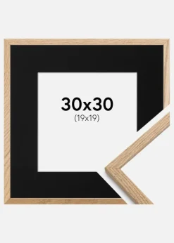 Ramme Oslo Eg 30x30 cm - Passepartout Sort 20x20 cm