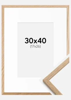 Ramme Oslo Eg 30x40 cm - Passepartout Hvid 18x27 cm