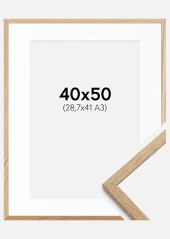 Ramme Oslo Eg 40x50 cm - Passepartout Hvid 29,7x42 cm (A3)