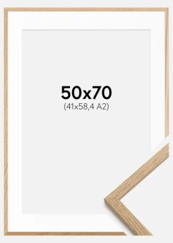 Ramme Oslo Eg 50x70 cm - Passepartout Hvid 42x59,4 cm (A2)