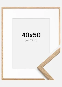 Ramme Oslo Eg 40x50 cm - Passepartout Hvid 27,5x37 cm
