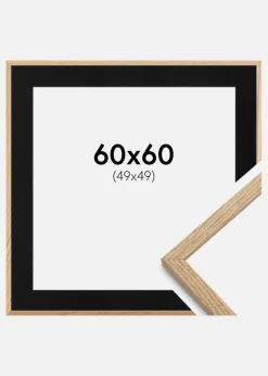 Ramme Oslo Eg 60x60 cm - Passepartout Sort 50x50 cm