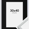 Ramme Oslo Hvid 30x40 cm - Passepartout Sort 20x30 cm