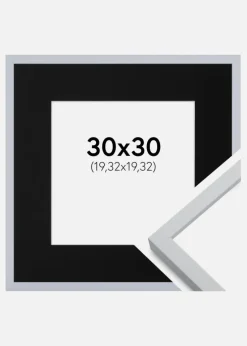 Ramme Oslo Hvid 30x30 cm - Passepartout Sort 8x8 inches