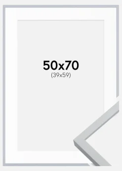 Ramme Oslo Hvid 50x70 cm - Passepartout Hvid 40x60 cm